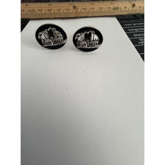vtg. silver tone steamboat cufflinks