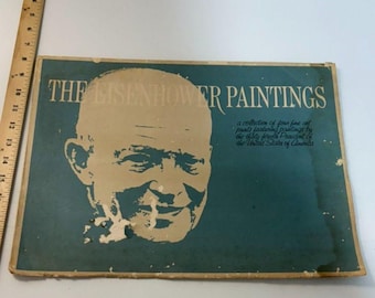 Colección de 4 láminas de bellas artes de 1968 titulada "Las pinturas de Eisenhower".