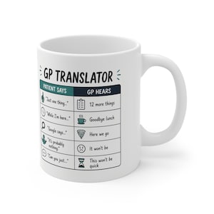 Taza para médico general, regalo divertido para médicos de cabecera, taza de café para colegas médicos.
