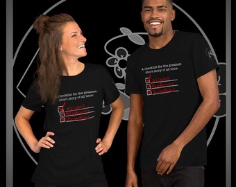HEILIGE SCHEISSE: Eine Kurzgeschichte | Checklisten-T-Shirt