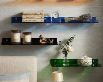 Floating Wall Shelf, Colorful Display Shelf for Photos and Decor, Modern Minimalist Ledge Shelf for Home and Office Wall