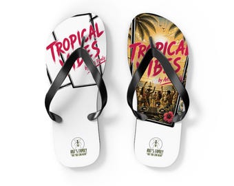 Tropical Vibes Flip Flops | Beach Palm Graphic Sandals