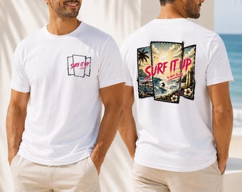 Surf It Up Poster Surfboard T-shirt | Vintage Beach Wave Tee