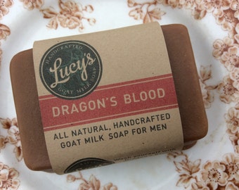 Dragon's Blood French Men's Milled Goat Milk Soap Hand Bar for Husband or Boyfriend gift