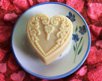 Large Victorian Valentine's Day, Mother’s Day Gift Heart Handcrafted French Milled Goat Milk Soap