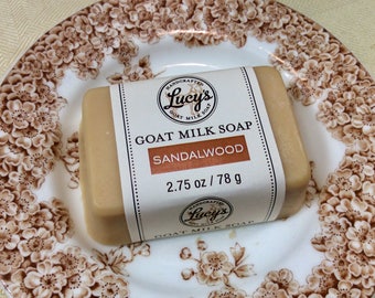 Sandalwood French Men's Milled Goat Milk Soap Hand Bar for Husband or Boyfriend gift