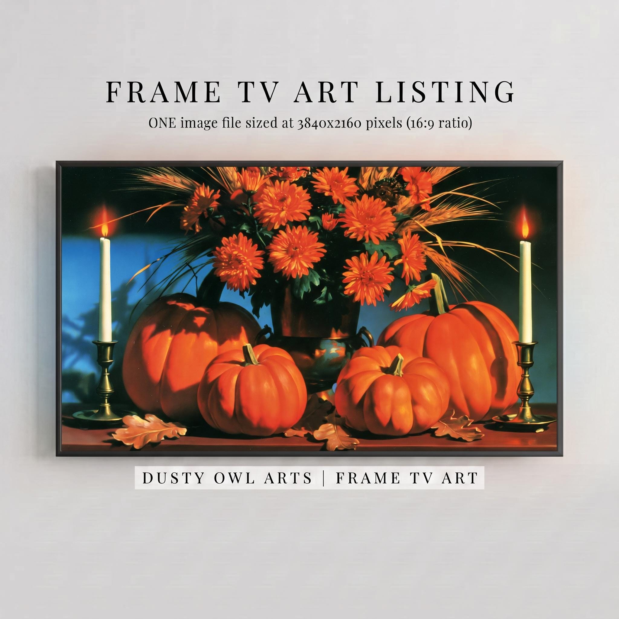 Fall Frame TV Art | Vintage Harvest Still Life with Pumpkins