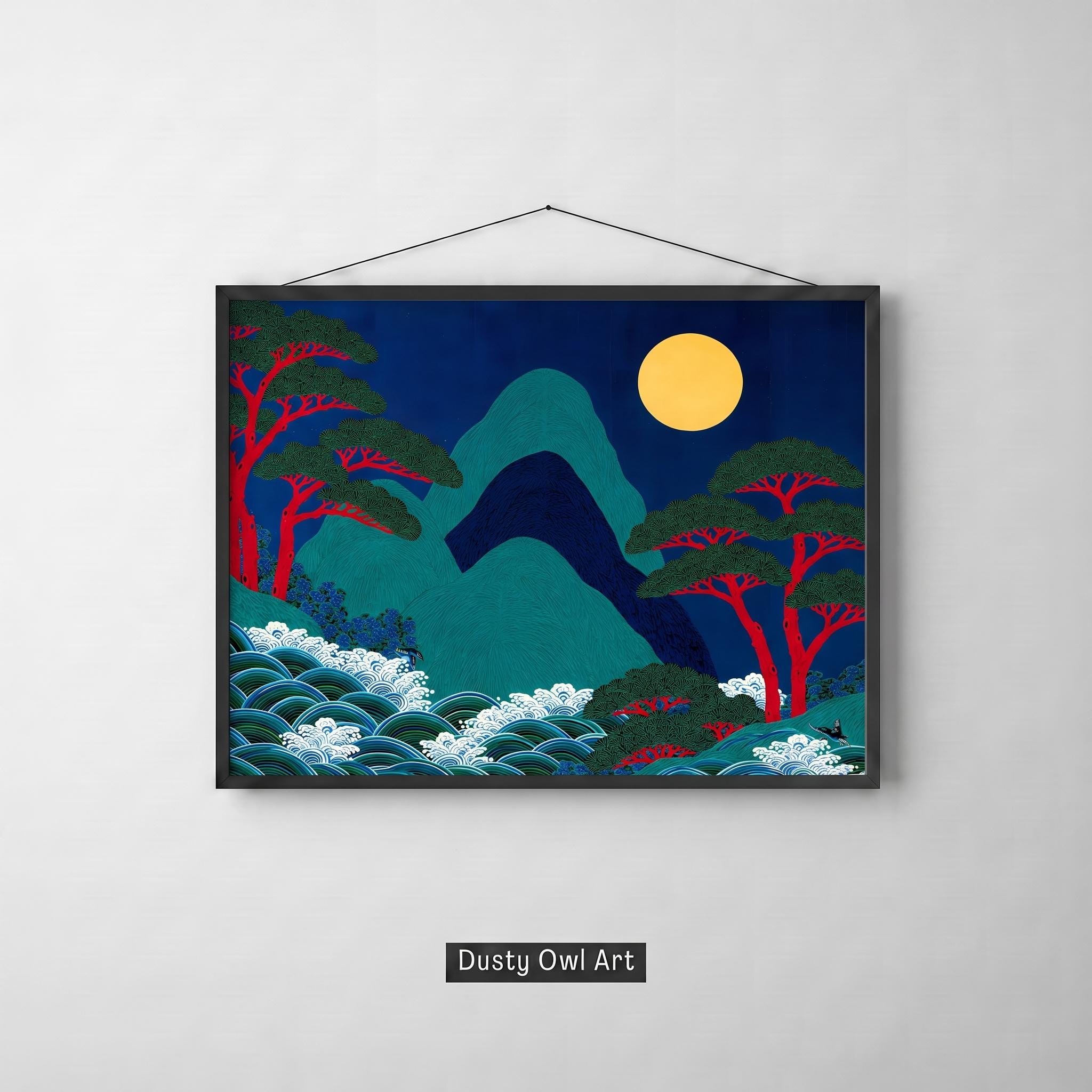 Traditional Korean Minhwa Painting Of Irworobongd Art Print, Vintage Minhw, Instant Digital Download