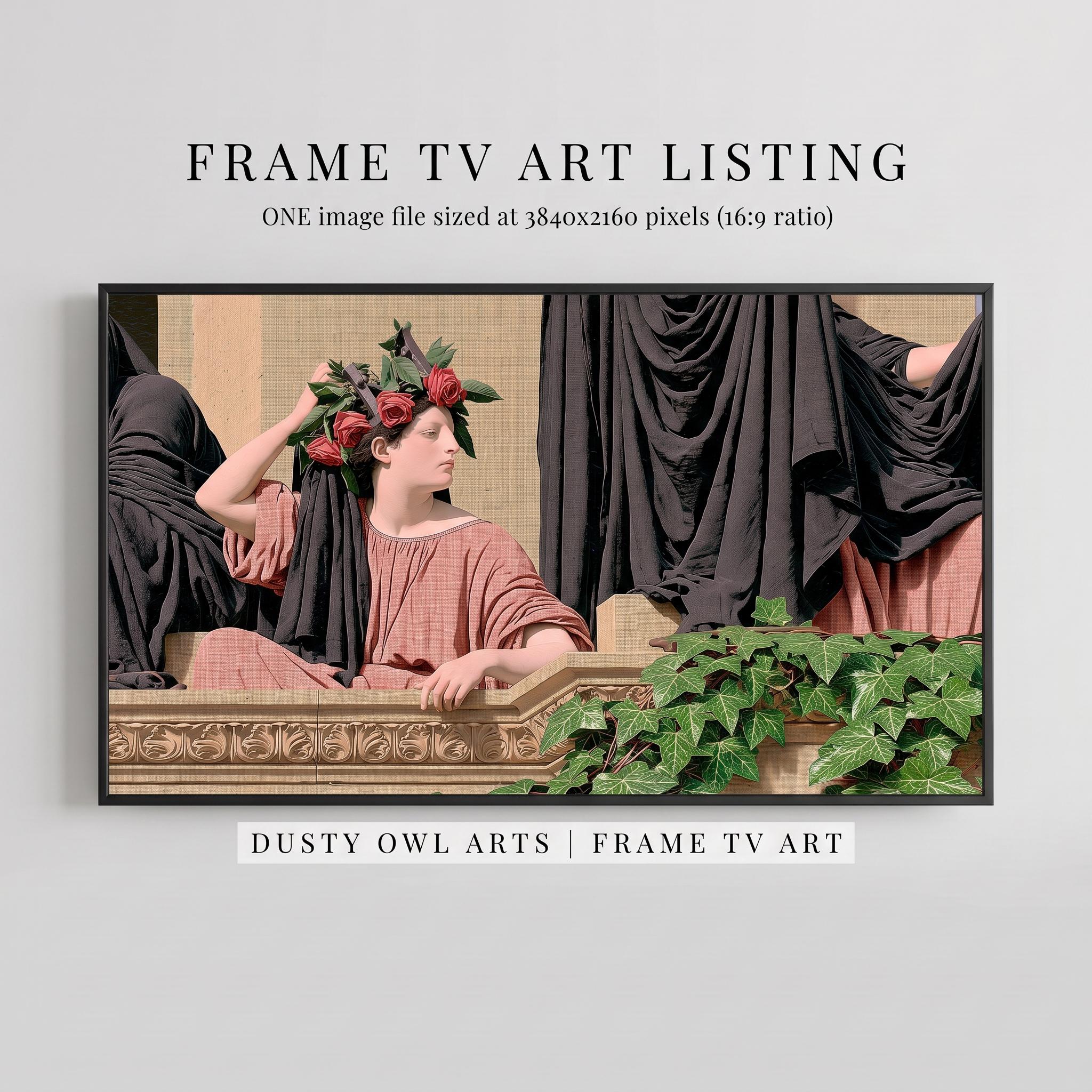 Neoclassical TV Art, Samsung Frame Classical Print, Roman Rose Crown Figures, Dark Academia Wall Decor, 4K Digital Download