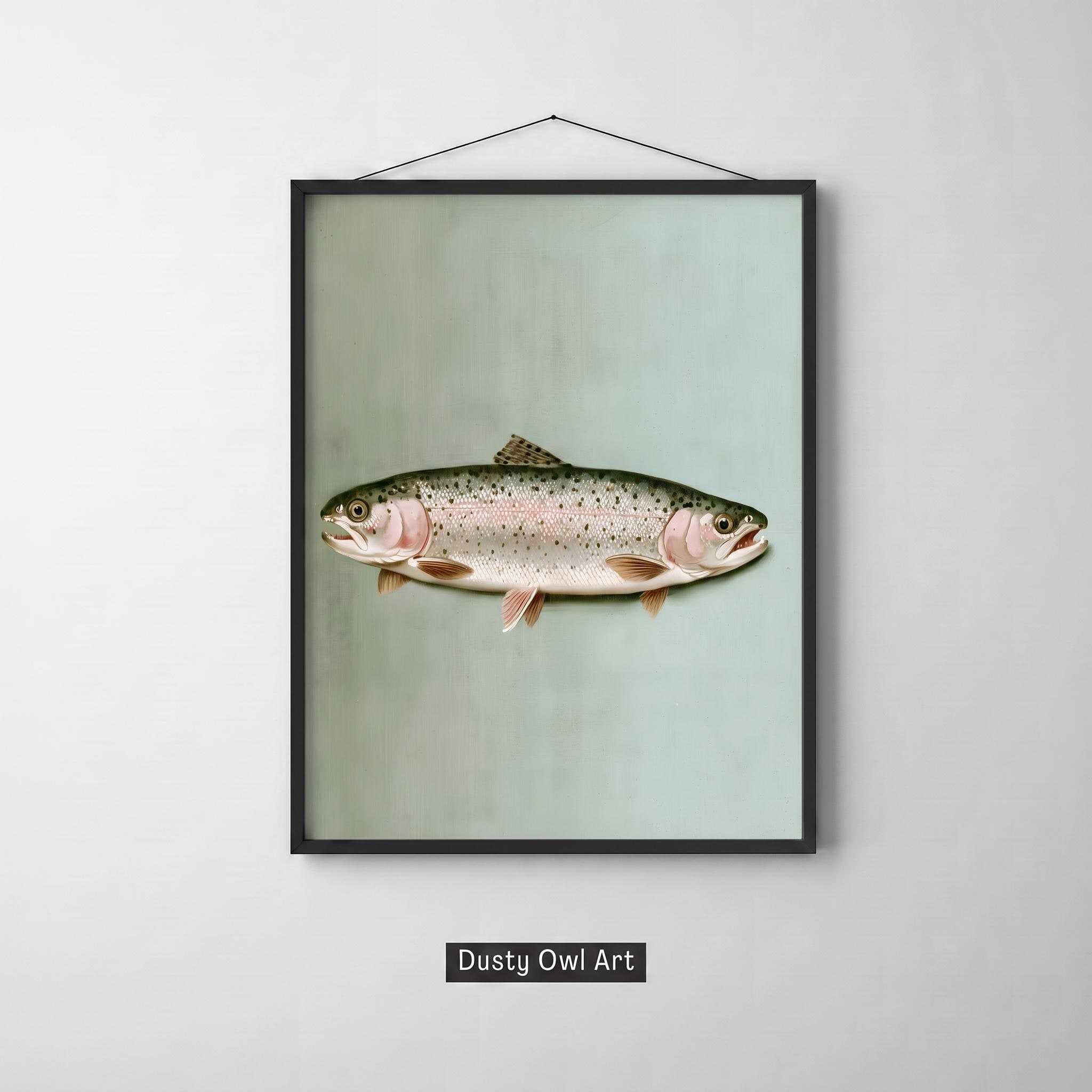 Two Headed Fish Art Print, Vintage Illustration, Minimalist Lake House Decor (Digital Download)