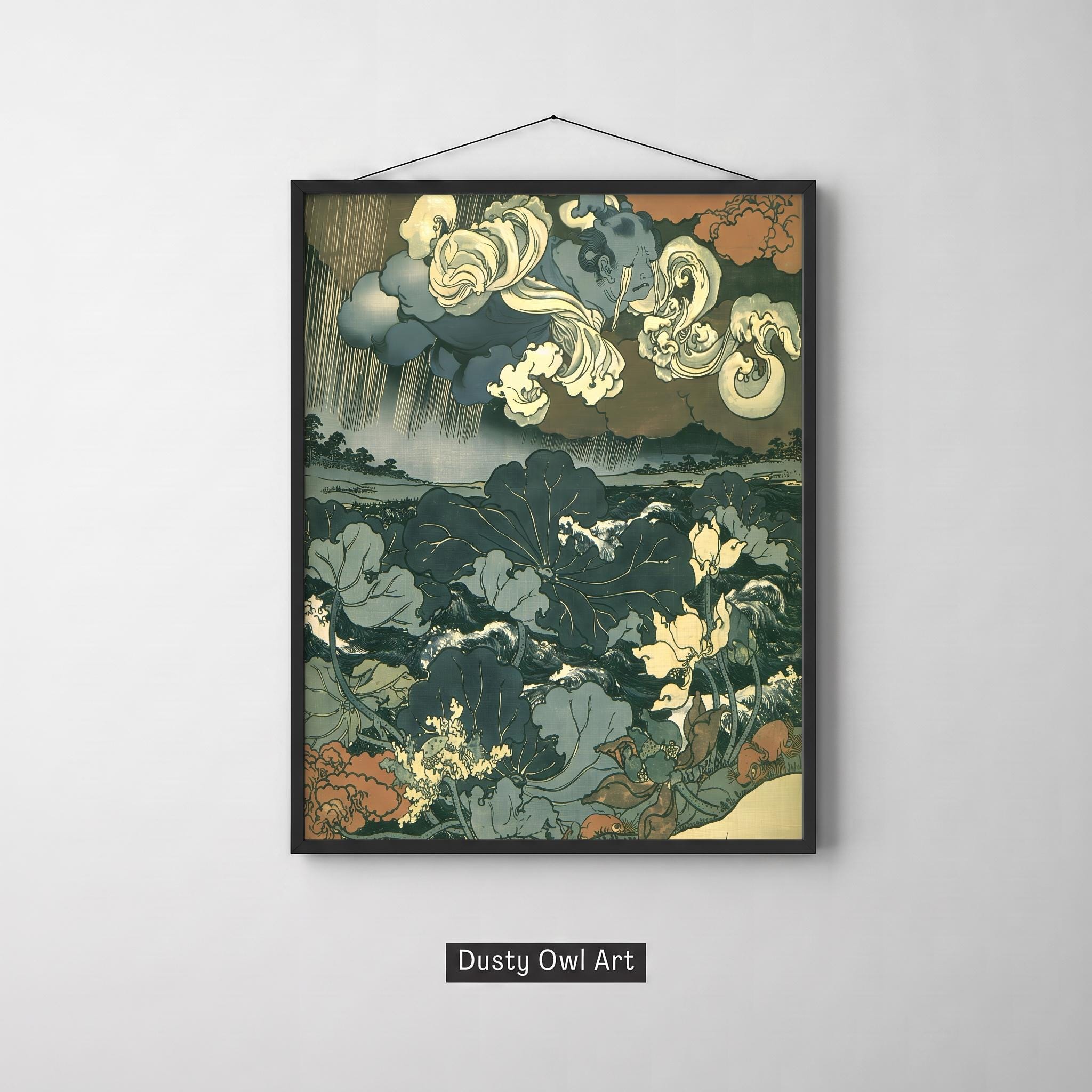Spooky Japanese Yokai Ghost Print, Dark Moody Oil Painting, Gothic Halloween Wall Art, Japanese Folklore Dark Academia, Digital Download