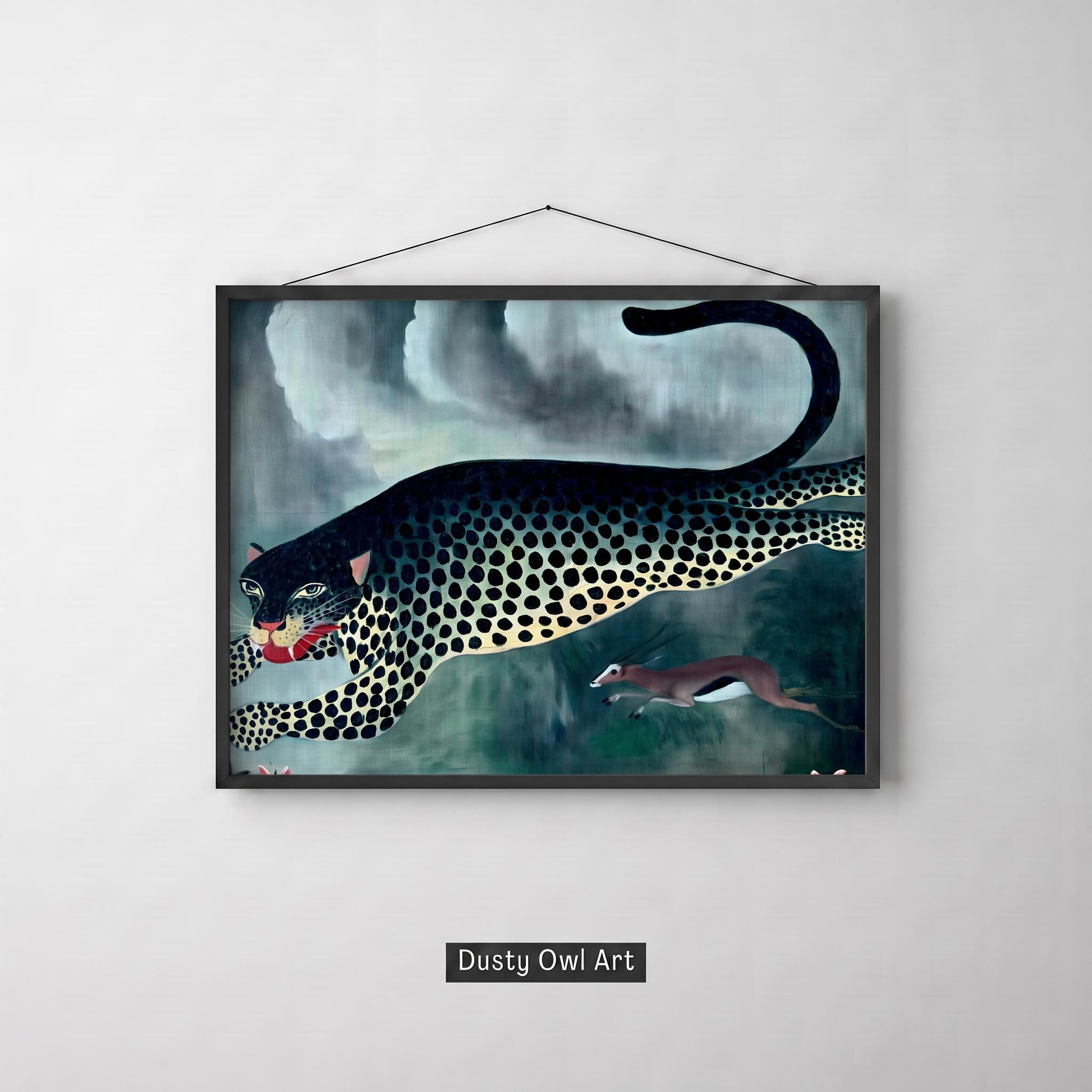 The Leopard's Ambush Print, Baroque Oil Painting Art Print, Animal (Digital Download)