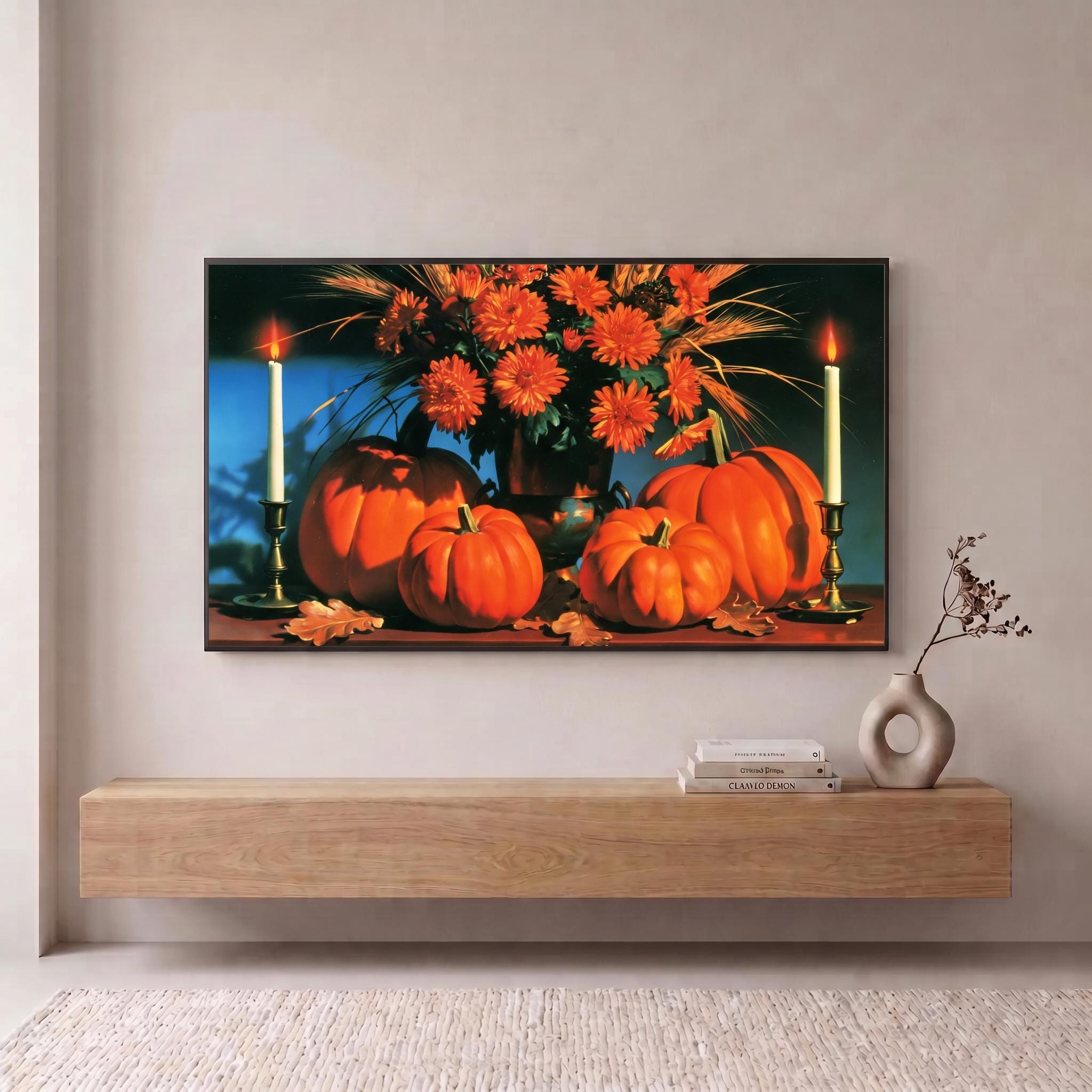Fall Frame TV Art | Vintage Harvest Still Life with Pumpkins