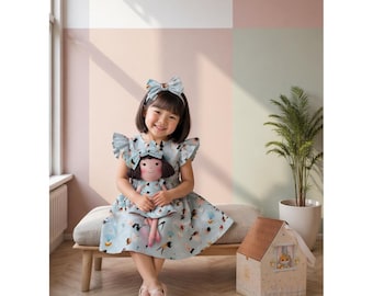 Girls Ballerina Dress & Matching Doll Set – Handmade Cotton, Alice