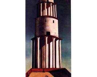 GIORGIO DE CHIRICO La Grande Torre 35.5/" x 23.5/" Poster 1986 Surrealism Brown