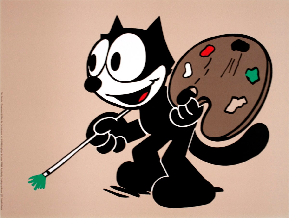 Felix the cat as Artist 9 x 12 Poster 1992 Etsy
