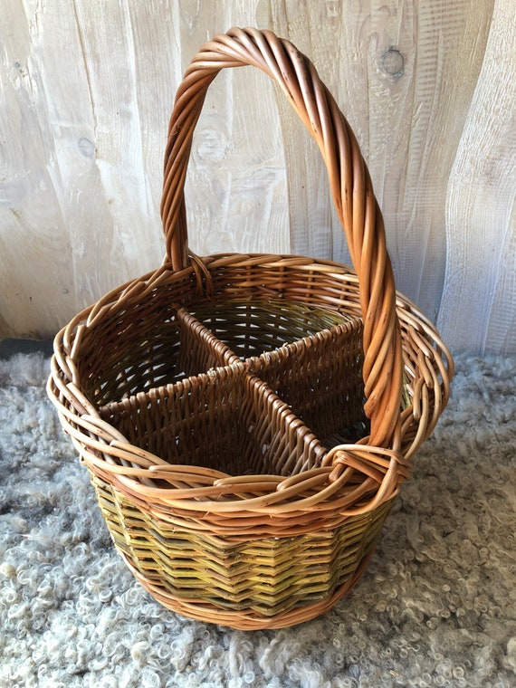 Willow Wine or Milk Bottle Carrier Basket for 4 Bottles Etsy