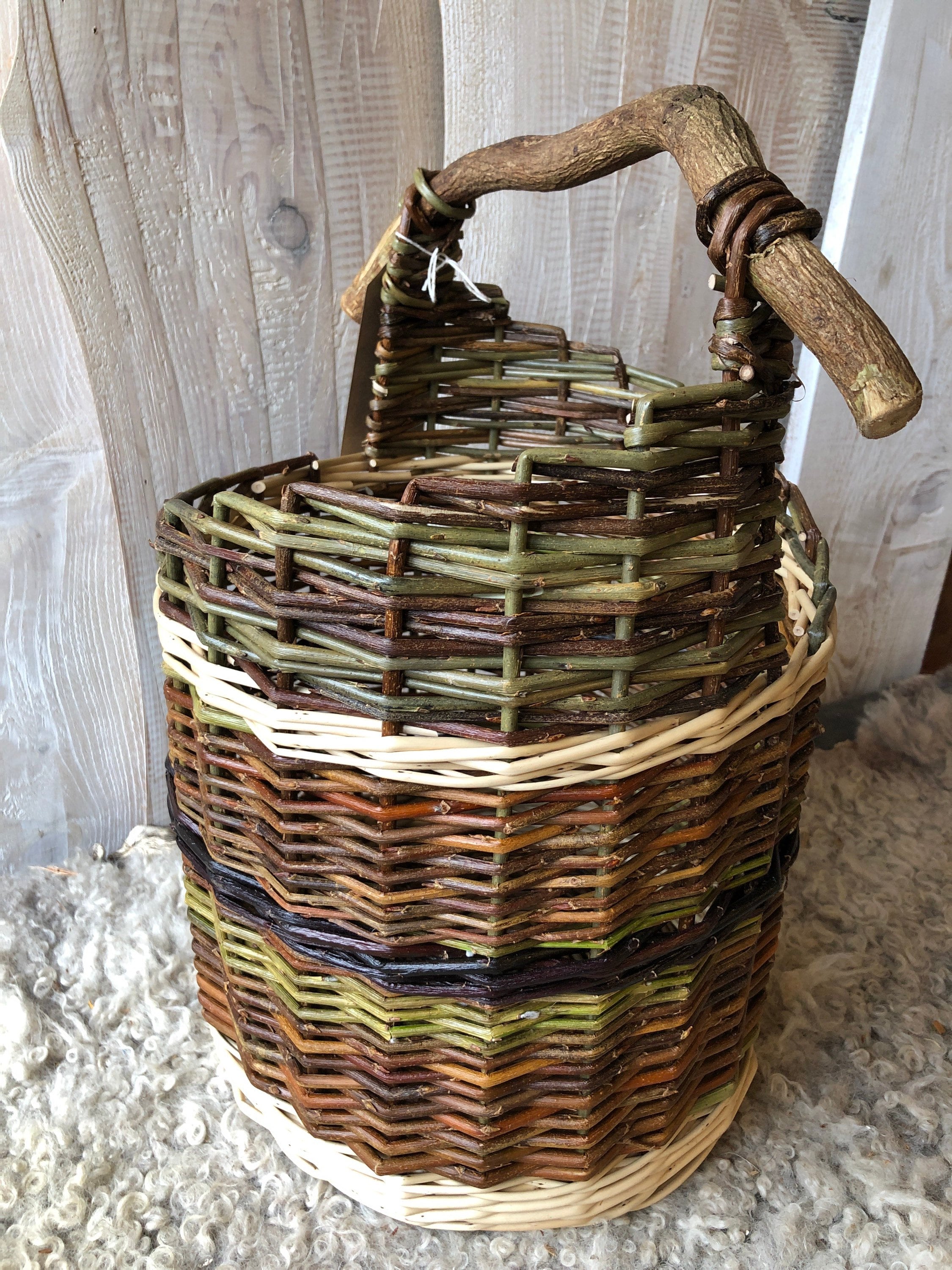 Lined Basket With Wooden Handle. Etsy UK