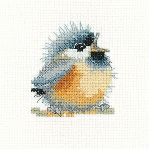 Chirpy Chickadee Cross Stitch Kit from Heritage Craft on 14ct Aida, bird kit, needlework kit, cross stitch, counted cross stitch kit