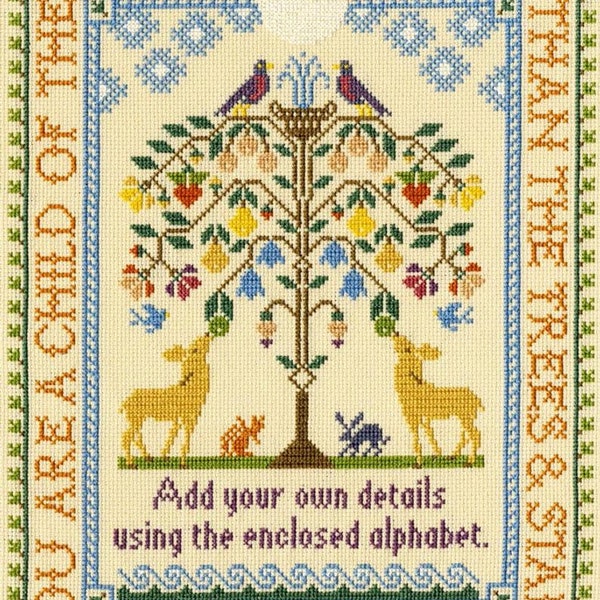 Moira Blackburn Tree of Life Sampler ,Bothy Threads Counted cross stitch Kit , antique style sampler, alphabet