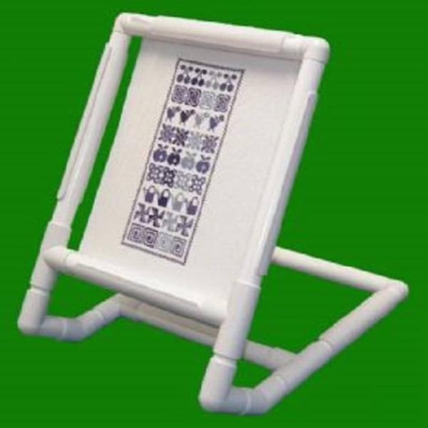 Small Universal Table/Lap Stand, plastic tubing frame, R and R frames, pvc frame, cross stitch, embroidery, needlepoint frame