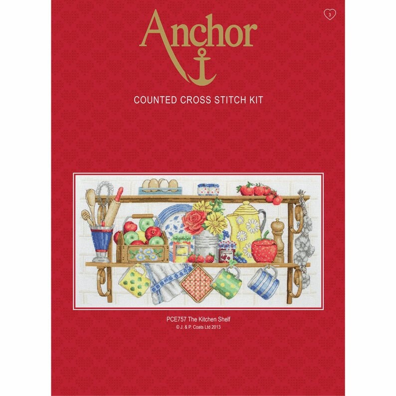 cup shelf PCE757 kitchen utensils The Kitchen Shelf Anchor Cross Stitch Kit