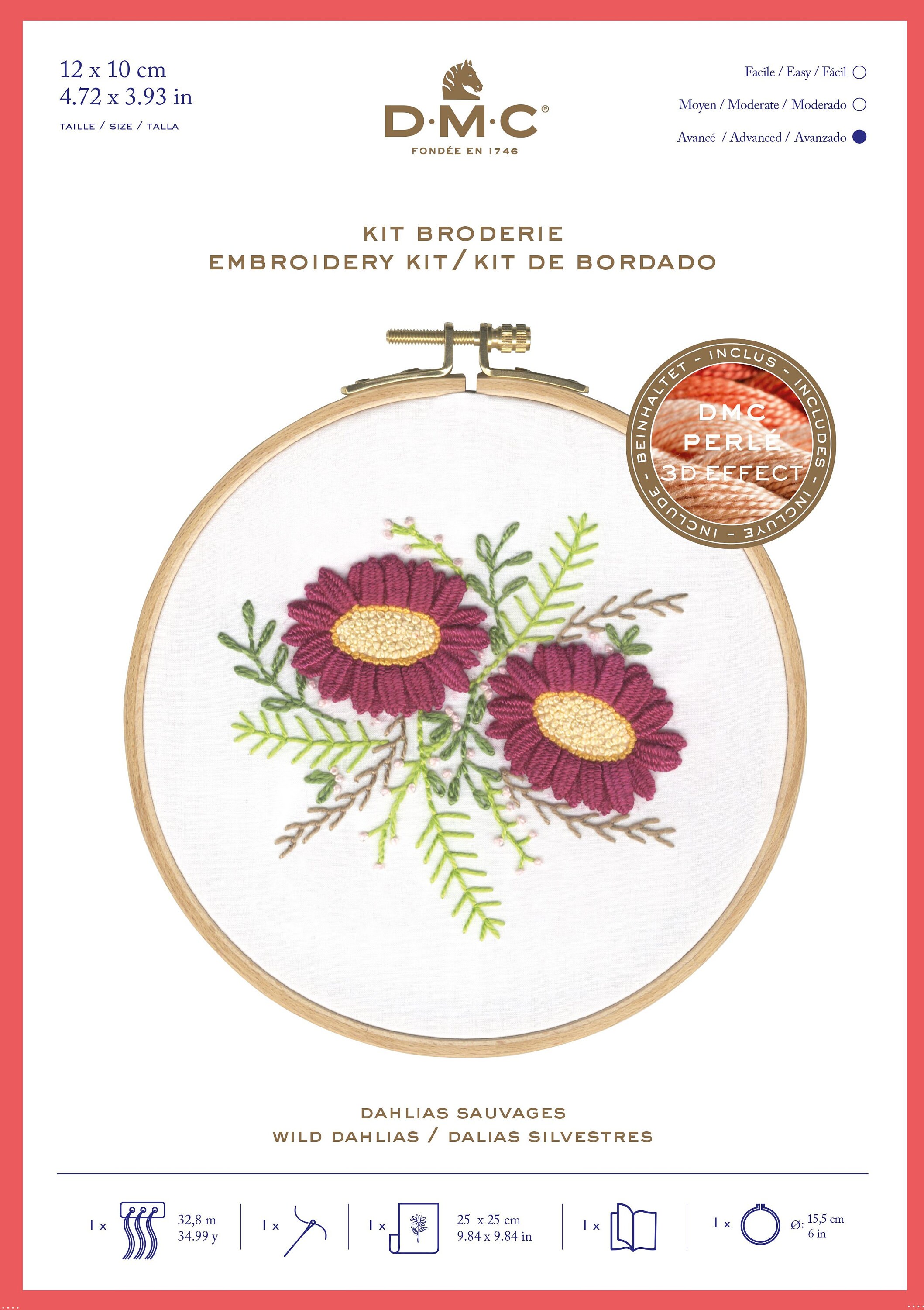 DMC Wild Dahlias Printed Embroidery Kit TB155 Hoop Etsy