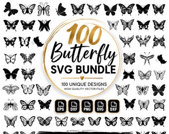 Butterfly Svg Bundle, Butterfly Png Clipart, Floral Butterfly Cut File, Butterfly Wings Svg, Cricut Silhouette, Butterfly DXF EPS Bundle