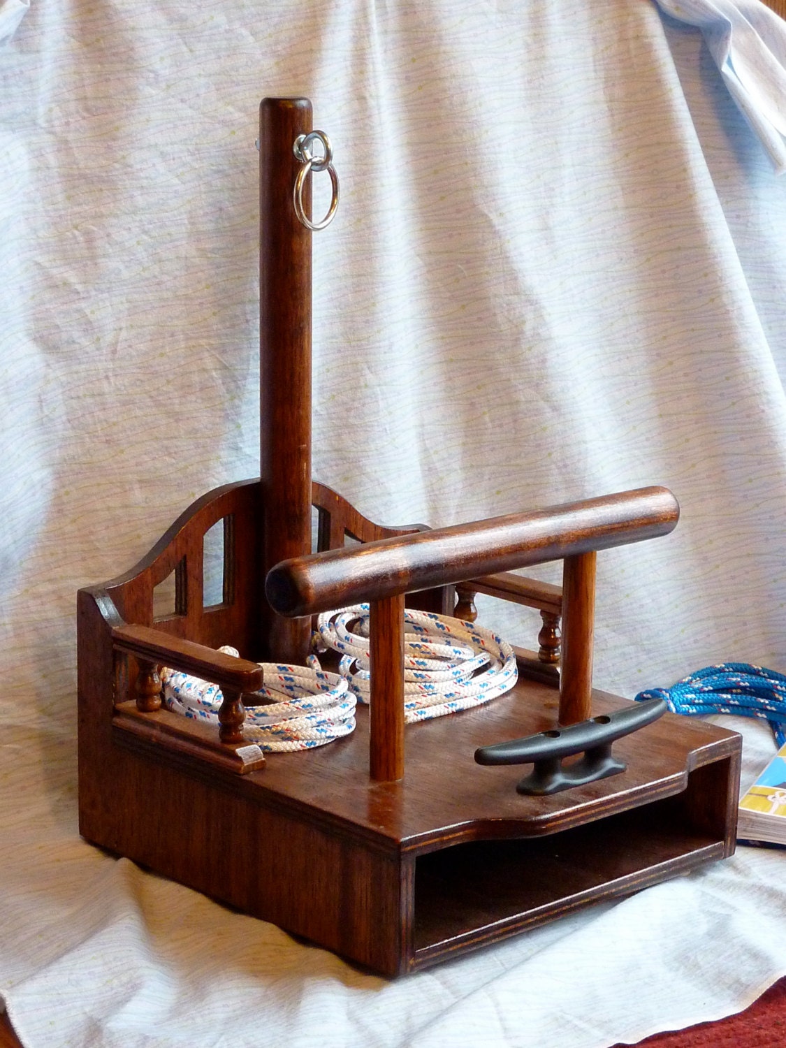 Deluxe Decorative Knot Tying Station Built Like a Ship's Quarterdeck 