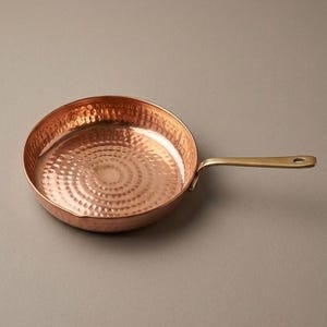 Handmade Pure Solid Copper Fry Pan 500ml | Hammered Copper Pan | Handcrafted  Cooking & Serving Pan | Brass Handle Skillet