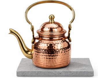 Hand Hammered Pure Copper Teapot 600ml With Tin lining , Solid Copper Tea Kettle , Ayurvedic Water Pot Copper, , Vintage Kitchen Decor