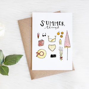 Tarjeta de felicitación de verano - Vibraciones de verano - Papelería divertida - Sólo porque - Tarjeta de amistad - En blanco por dentro