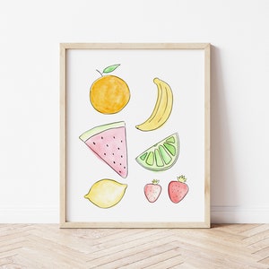 Fruit Watercolor Print Modern Fruit Art Fruit Wall Art Citrus Print Summer Fruit image 3