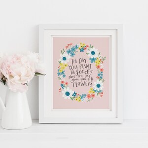 Pink Floral Motivational Quote Art Print: Girl Boss Office Decor