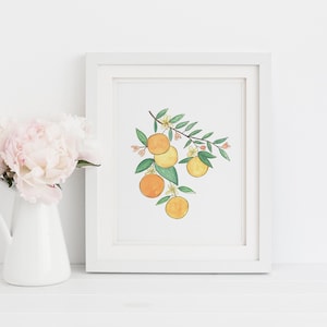 Oranges Art Print - Orange Wall Art - Citrus Wall Art - Watercolor Orange Prints - Modern Kitchen Art