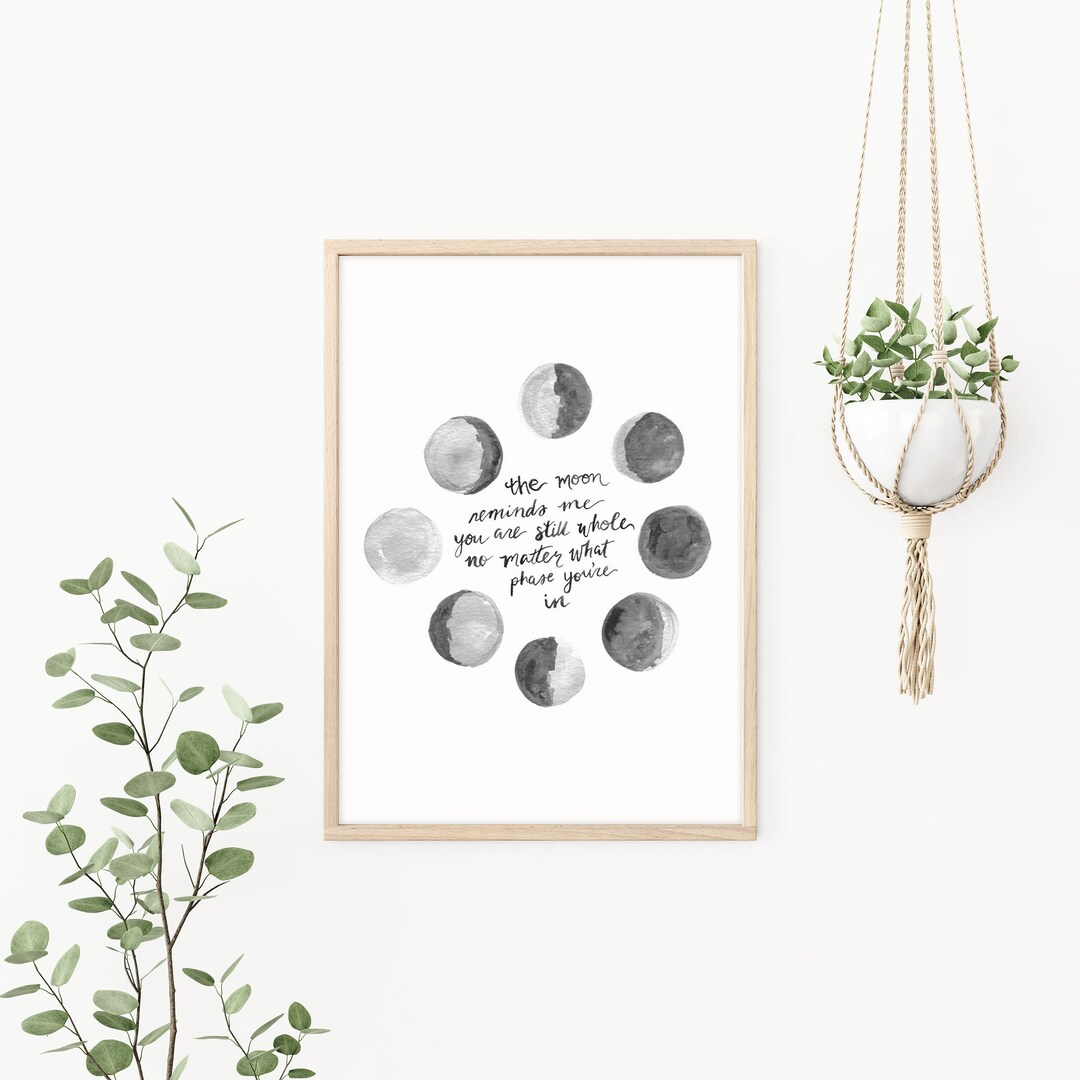 Black & White Moon Phase Wall Art | Celestial Quote Print | Self Love ...