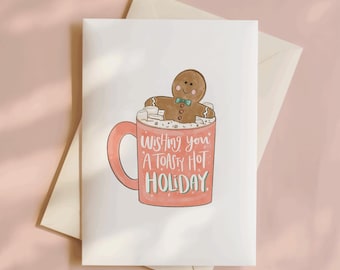 Lebkuchenmann Hot Cocoa Weihnachtskarte, lustiges Urlaub Wortspiel (5x7)