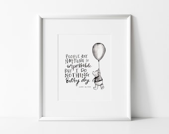 Impresión con cita de Winnie the Pooh: decoración vintage para habitación infantil