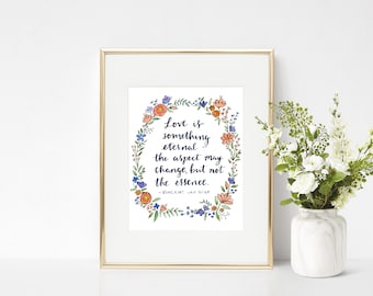 Van Gogh Quote Print: Hand Lettered Floral Illustration