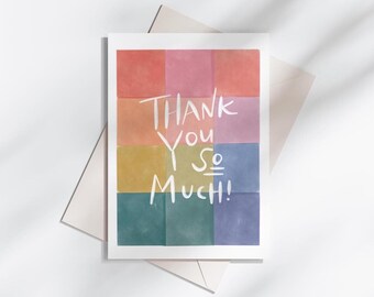 Regenbogen Aquarell Danke, Karte, Gingham Karo Design