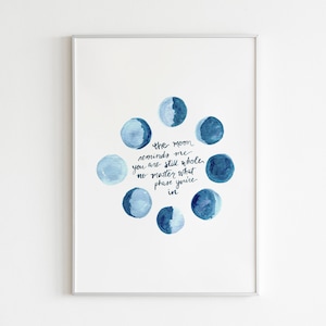 Moon Phases Print - Inspirational Wall Art Print - Inspirational Quote Poster - Moon Print - Lunar Phases Art Print