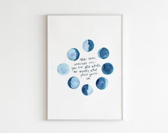 Moon Phases Print - Inspirational Wall Art Print - Inspirational Quote Poster - Moon Print - Lunar Phases Art Print