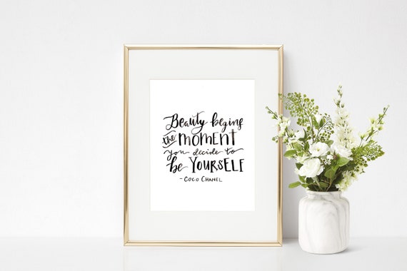 Coco Chanel Quote Print Hand Lettering Wall Art Fashion 