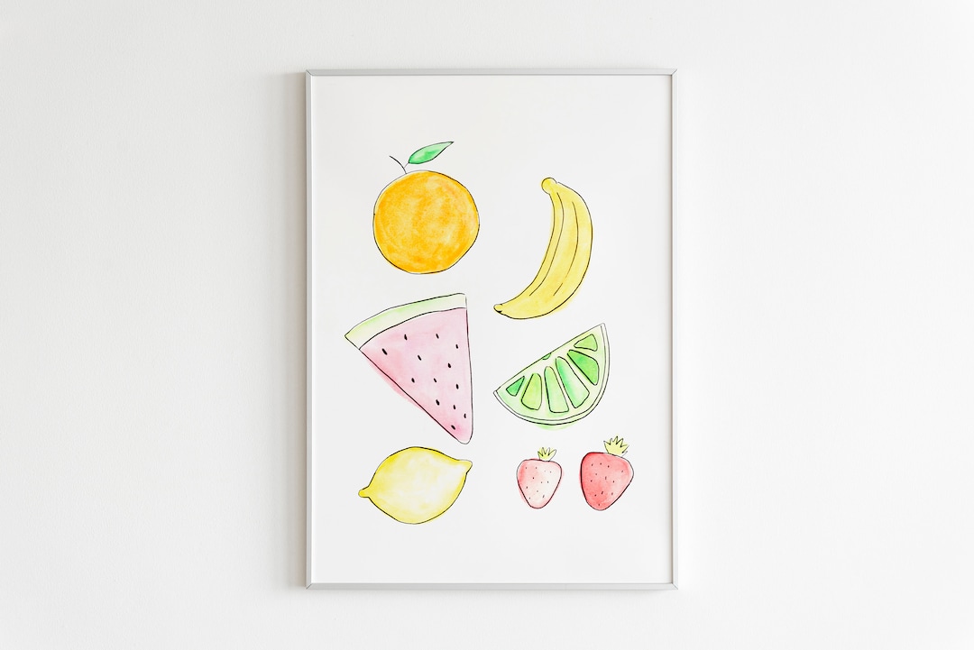 Fruit Watercolor Print Modern Fruit Art Fruit Wall Art Citrus Print