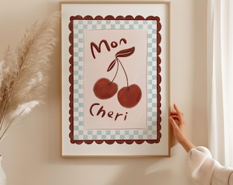 Mon Cheri Kirschbaum Print | Retro Küchenkunst | Vintage Obst Dekor