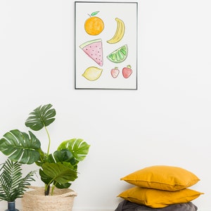 Fruit Watercolor Print Modern Fruit Art Fruit Wall Art Citrus Print Summer Fruit image 4