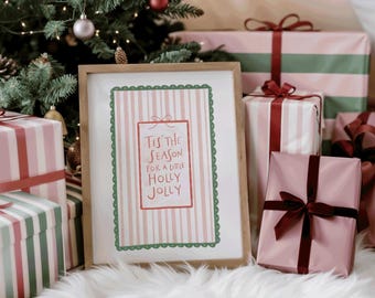 Holly Jolly Weihnachtsdruck, wunderliche Feiertags-Wand-Kunst