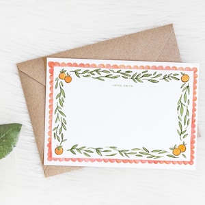 Ensemble de papeterie personnalisée aquarelle | Cartes de correspondance personnalisées | Cartes botaniques illustrées | Papeterie aux agrumes | Cadeau de l'amitié