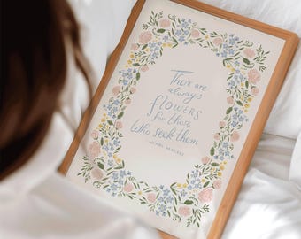 There Are Immer Blumen Poster: Henri Matisse Zitat Floraler Wandbehang, Girly Kinderzimmer Geschenk