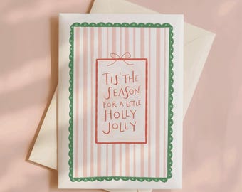 Holly Jolly Weihnachtskarte, wunderliches Briefpapier-Set (5x7)